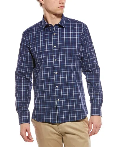Scott Barber Canclini Compact Twill Plaid Shirt In Navy In Blue