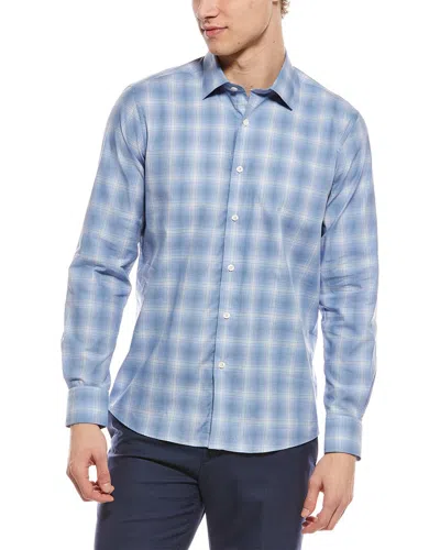 Scott Barber Canclini Fine Poplin Plaid Shirt In Blue