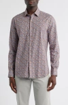 Scott Barber Canclini Regular Fit Floral Cotton Button-up Shirt In Pink
