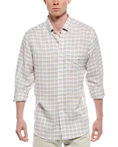 SCOTT BARBER COASTAL PLAID LINEN-BLEND SPORT SHIRT