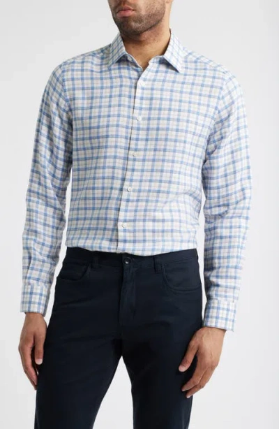 Scott Barber Coastal Regular Fit Plaid Linen & Lyocell Button-down Shirt