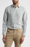 Scott Barber Coastal Regular Fit Plaid Linen & Lyocell Button-down Shirt