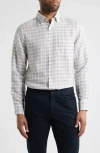 Scott Barber Coastal Regular Fit Plaid Linen & Lyocell Button-down Shirt In Brown