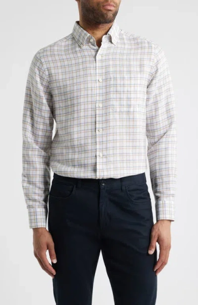Scott Barber Coastal Regular Fit Plaid Linen & Lyocell Button-down Shirt