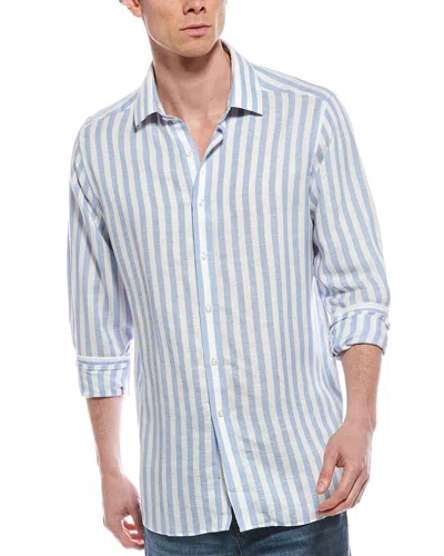 Scott Barber Coastal Stripe Linen-blend Shirt In Pattern