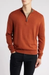 Scott Barber Men's Quarter Zip Sweater In Spice In Spice