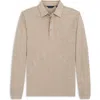 Scott Barber Cotton & Wool Piqué Long Sleeve Polo In Neutral