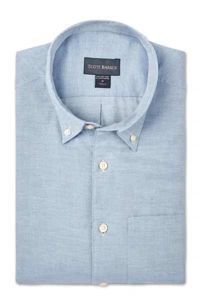 Scott Barber Cotton Cashmere Solid Twill Shirt In Blue