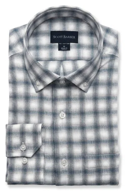 Scott Barber Cotton Flannel Button-down Shirt In White