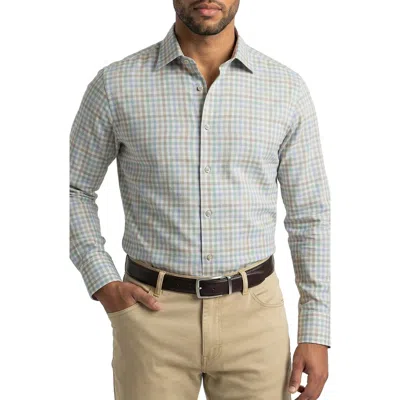 Scott Barber Essex Flannel Gingham Button Up Shirt In Sea Spray
