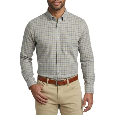 Scott Barber Essex Plaid Cotton Twill Button-down Shirt In Grey Heather