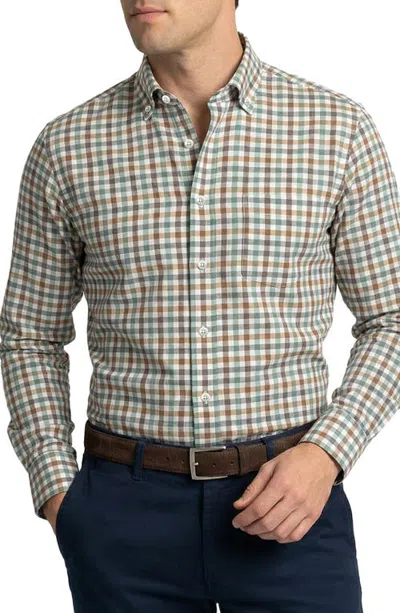 Scott Barber Essex Regular Fit Checked Cotton Twill Button Down Shirt In Dijon