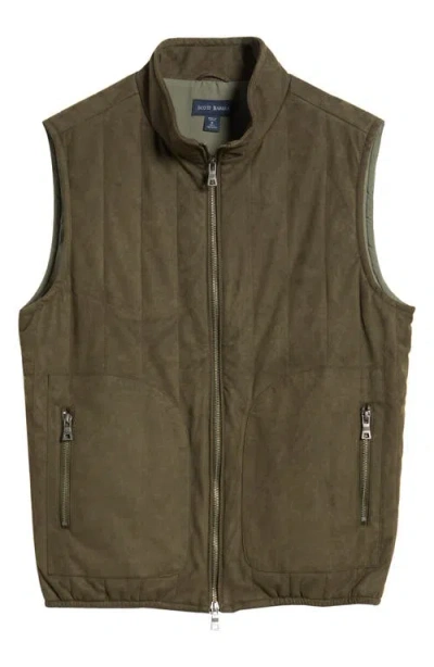 Scott Barber Faux Suede Quilted Vest In Coffee