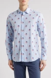 Scott Barber Flag Dot Jacquard Button-up Shirt In Blue