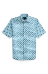 Scott Barber Floral Cotton Voile Button-up Shirt In Blue