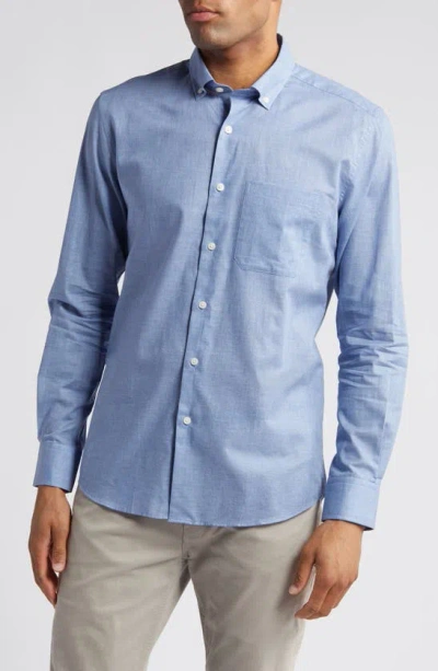 Scott Barber Heathered Chambray Button-down Shirt In Dusk
