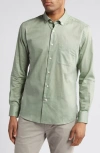 Scott Barber Heathered Chambray Button-down Shirt In Sage