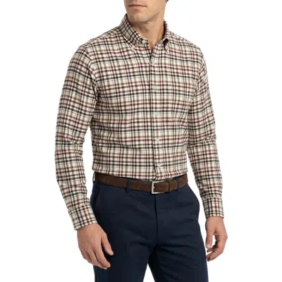 Scott Barber Heritage Regular Fit Plaid Flannel Button-down Shirt In Cream
