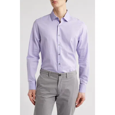 Scott Barber Herringbone Twill Button-up Shirt In Grape