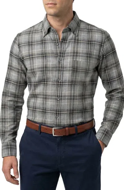 Scott Barber Herringbone Twill Cotton Button Down Shirt In Grey Heather