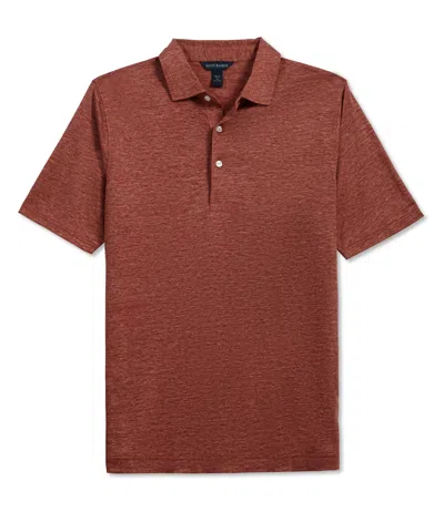 Scott Barber Linen Mélange Polo, Spice In Brown