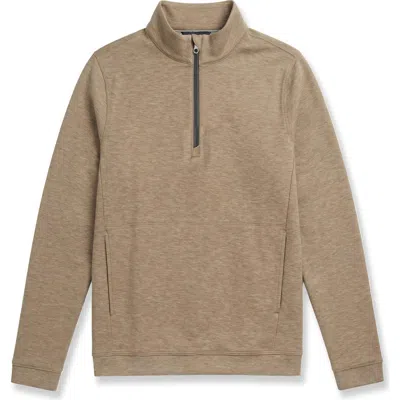 Scott Barber Luxe Fleece Quarter Zip Pullover In Khaki Heather