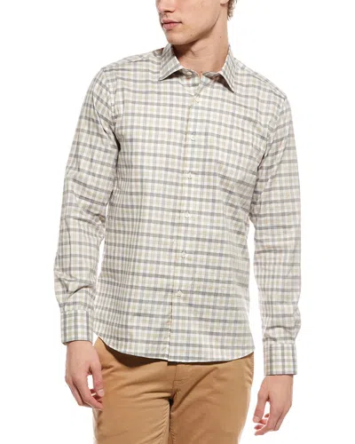 Scott Barber Mélange Dobby Gingham Shirt In Brown