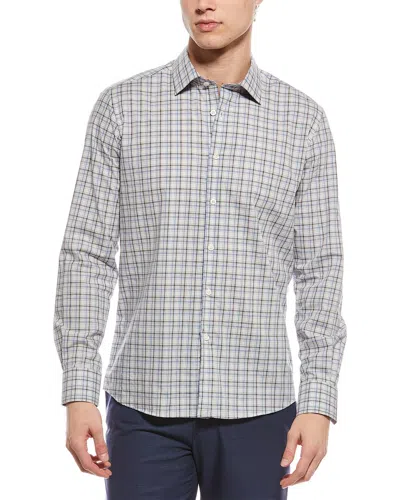 Scott Barber Mélange Plaid Shirt In Brown