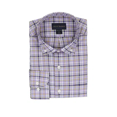 Scott Barber Men's Bold Plaid Oxford In Lilac In Blue