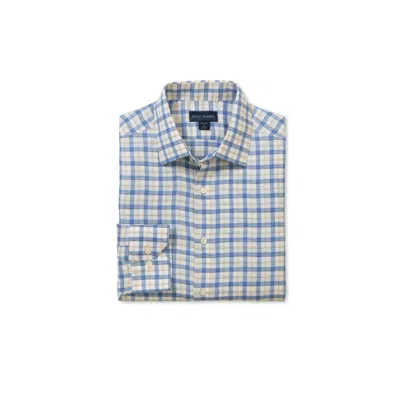 Scott Barber Men's Coastal Linen Plaid Shirt In Blue