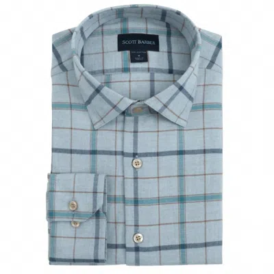 Scott Barber Men's Exploded Tattersall Flannel Shirt In Sky Heather In Multi
