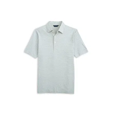 Scott Barber Men's Linen Blend Stripe Polo In Sky Heather In Blue