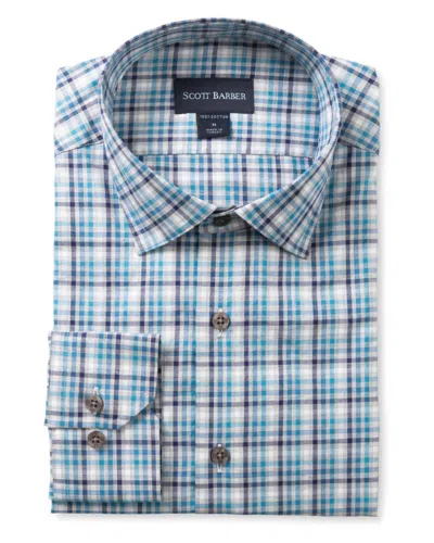 Scott Barber Men's Organic Button Down Shirt In Teal In Multi