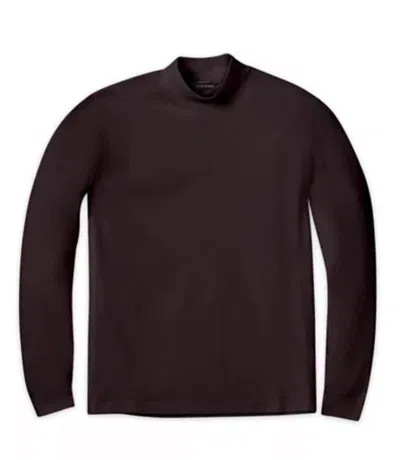 Scott Barber Men's Pima Mock Turtleneck Top In Dark Chocolate In Burgundy