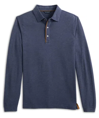 Scott Barber Men's Pique Long Sleeve Polo In Navy In Blue