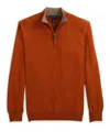 Scott Barber Men's Quarter Zip Sweater In Spice In White