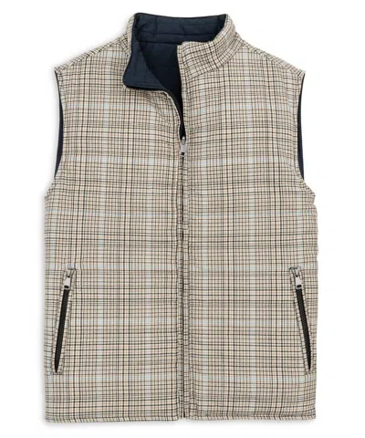 Scott Barber Men's Reversible Houndstooth Vest In Khaki In Green