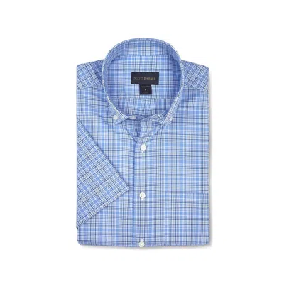 Scott Barber Men's Short Sleeve Melange Plaid Shirt In Blue