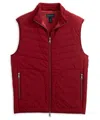 Scott Barber Men's Stretch Nylon Puffer Vest In Burgundy In White