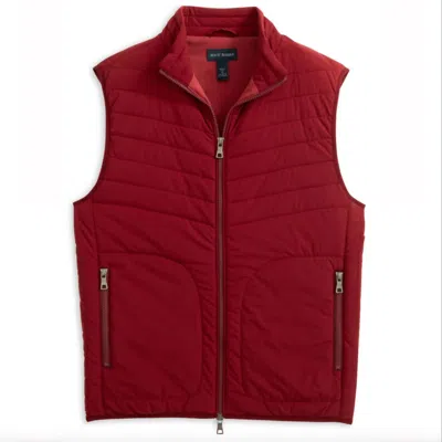 Scott Barber Men Stretch Nylon Puffer Vest In Burgundy In White