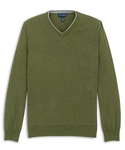 Scott Barber Men's The Classic 12gg V-neck Sweater In Olive In Green