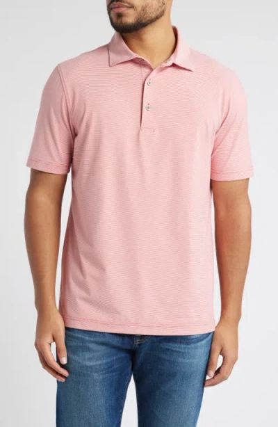 Scott Barber Micro Stripe Performance Polo In Berry