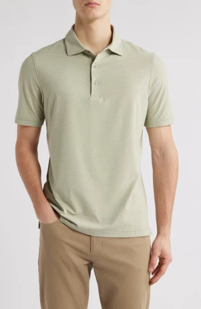 Scott Barber Micro Stripe Performance Polo In Sage