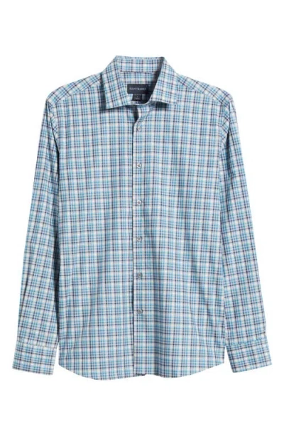 Scott Barber Microcheck Button-up Shirt In Teal