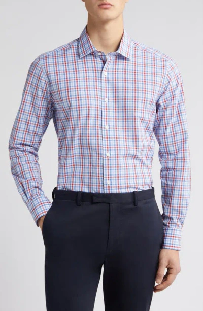 Scott Barber Microdobby Gingham Button-up Shirt In Tomato
