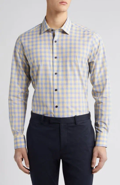 Scott Barber Microdobby Glen Plaid Button-up Shirt In Flax