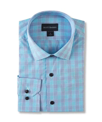 Scott Barber Mirco Dobby Glen Plaid, Aqua In Blue