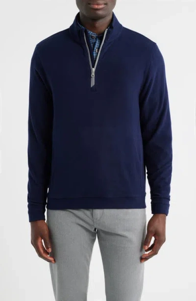 Scott Barber Mock Neck Stretch Fleece Half Zip Pullover In Blue