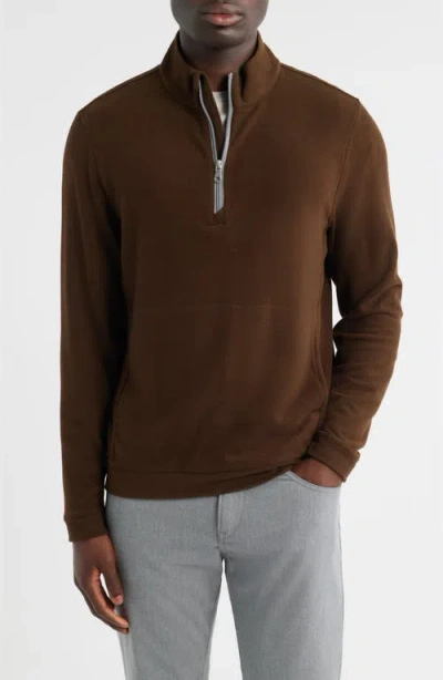 Scott Barber Mock Neck Stretch Fleece Half Zip Pullover In Brown
