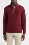 Scott Barber Mock Neck Stretch Fleece Half Zip Pullover In Burgundy